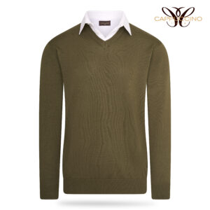 Ravenna Mock V-neck pullover Army
