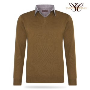 Ravenna Mock V-neck pullover Mocca