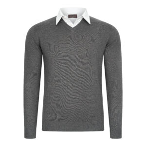 Ravenna Mock V-neck pullover Charcoal