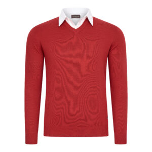 Ravenna Mock V-neck pullover Red