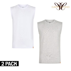 Latina Sleeveless T-Shirts 2-pack Grey Marl/White