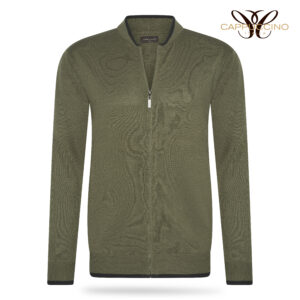 Grosseto Full Zip Cardigan Tipping Army Green