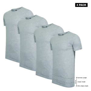 Livorno Extra Long T-Shirt Crew Neck 4-Pack Grey Melange