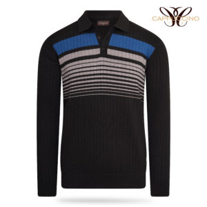 Mestre Polo L/S Knit Black/Grey/Blue