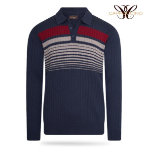 Mestre Polo L/S Knit Navy/Grey/Red