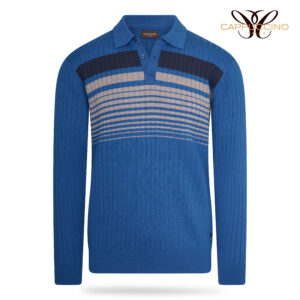 Mestre Polo L/S Knit Royal/Grey/Navy