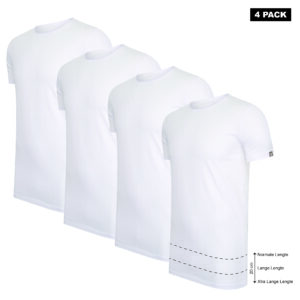 Livorno Extra Long T-Shirt Crew Neck 4-Pack White