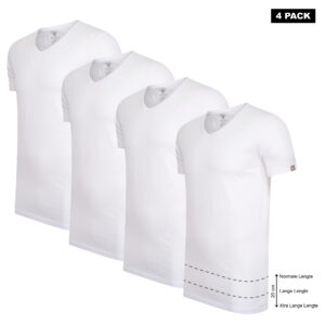 Brescia extra long T-Shirt V-Neck 4-Pack White