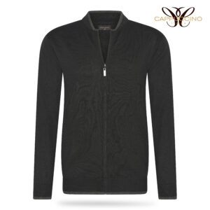 Grosseto Full Zip Cardigan Tipping Black
