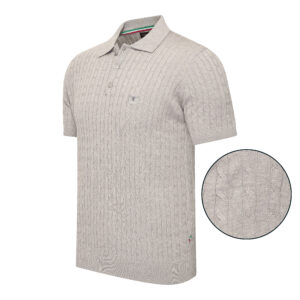 Caorle Cable Knit Polo Short Sleeve - Grey Mele