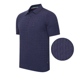 Caorle Cable Knit Polo Short Sleeve - Navy