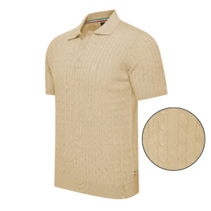Caorle Cable Knit Polo Short Sleeve - Sand
