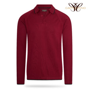 Varese Polo L/S Knit Tipping Burgundy