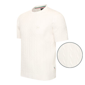Loreto Cable Knit Crew Neck Short Sleeve - Off White