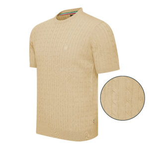 Loreto Cable Knit Crew Neck Short Sleeve - Sand
